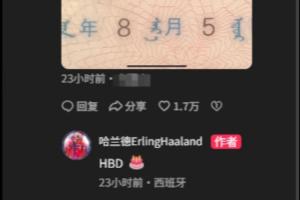 哈兰德中文社媒晒度假照片 并在评论区祝福粉丝生日快乐